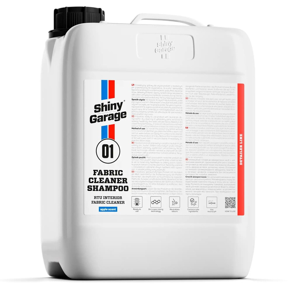 Soluție pentru curățarea suprafețelor delicate din textil Shiny Garage Fabric Cleaner 5l.
